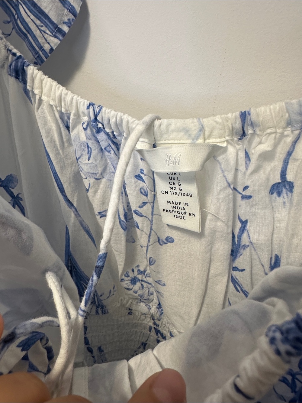 H&M Ruffle Tiered Skirt White Mini Dress with Blue Floral Print - Picture 10 of 12